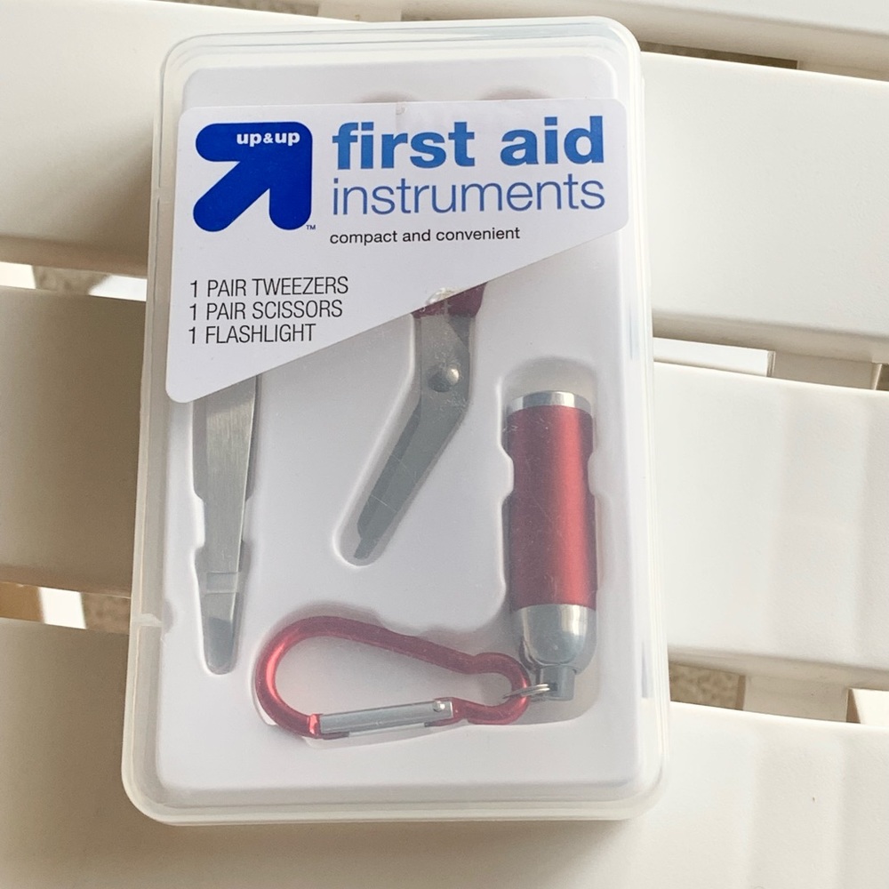 Be Smart Get Prepared First Aid Instruments Kit Tweezer Scissors LED Flashlight